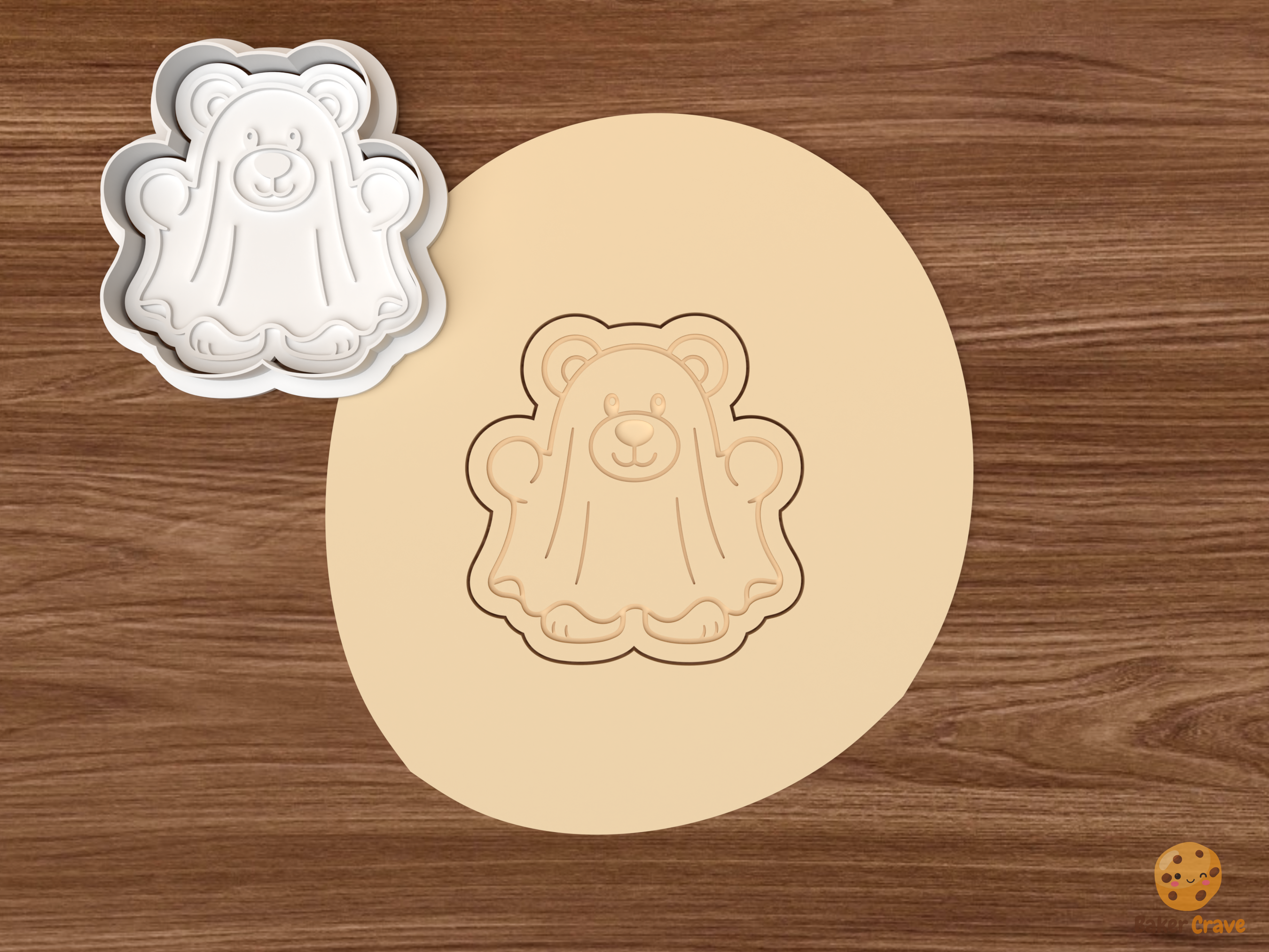 Halloween Bear Cookie Cutter Set STL File - dough ghost bear