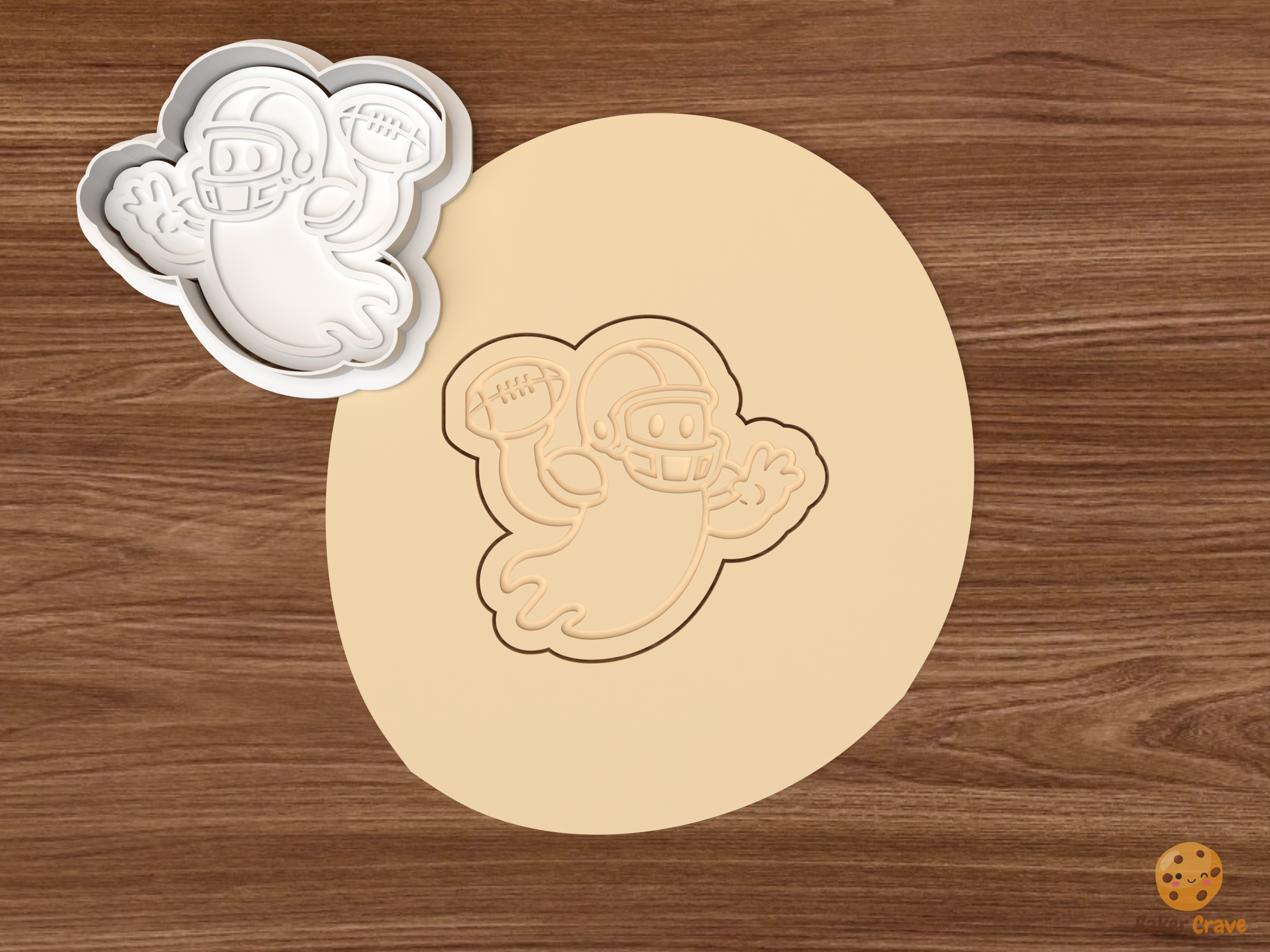 Halloween American Football Cookie Cutter Set STL File - dough ghost football player
