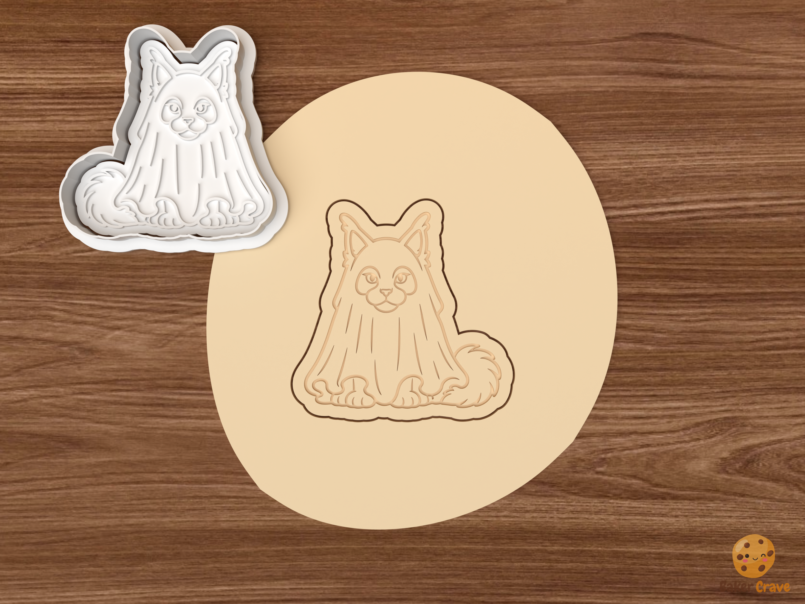 Halloween Maine Coon Cat Cookie Cutter Set STL File - dough ghost halloween maine coon cat