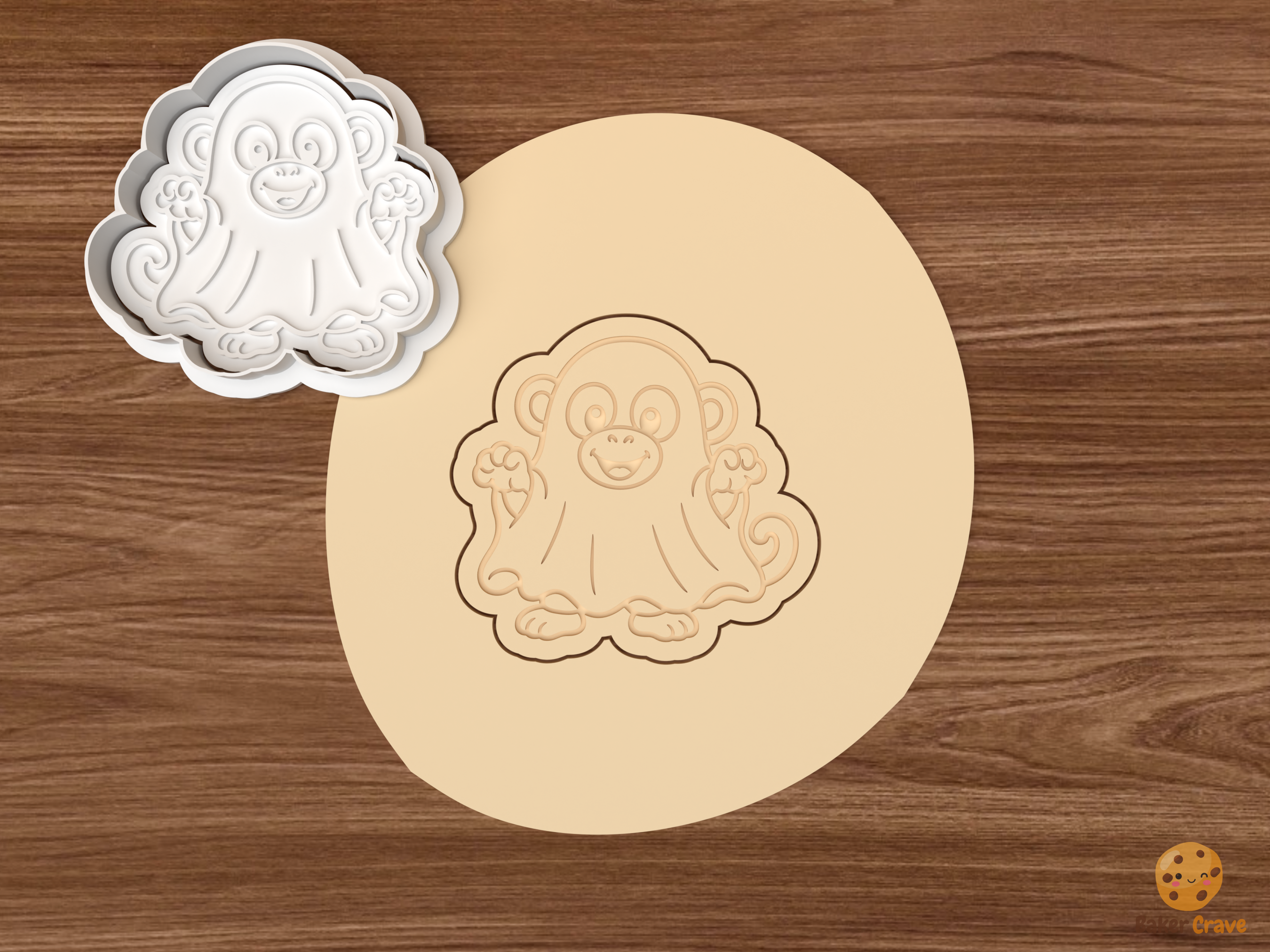 Halloween Monkey Cookie Cutter Set STL File - dough ghost monkey