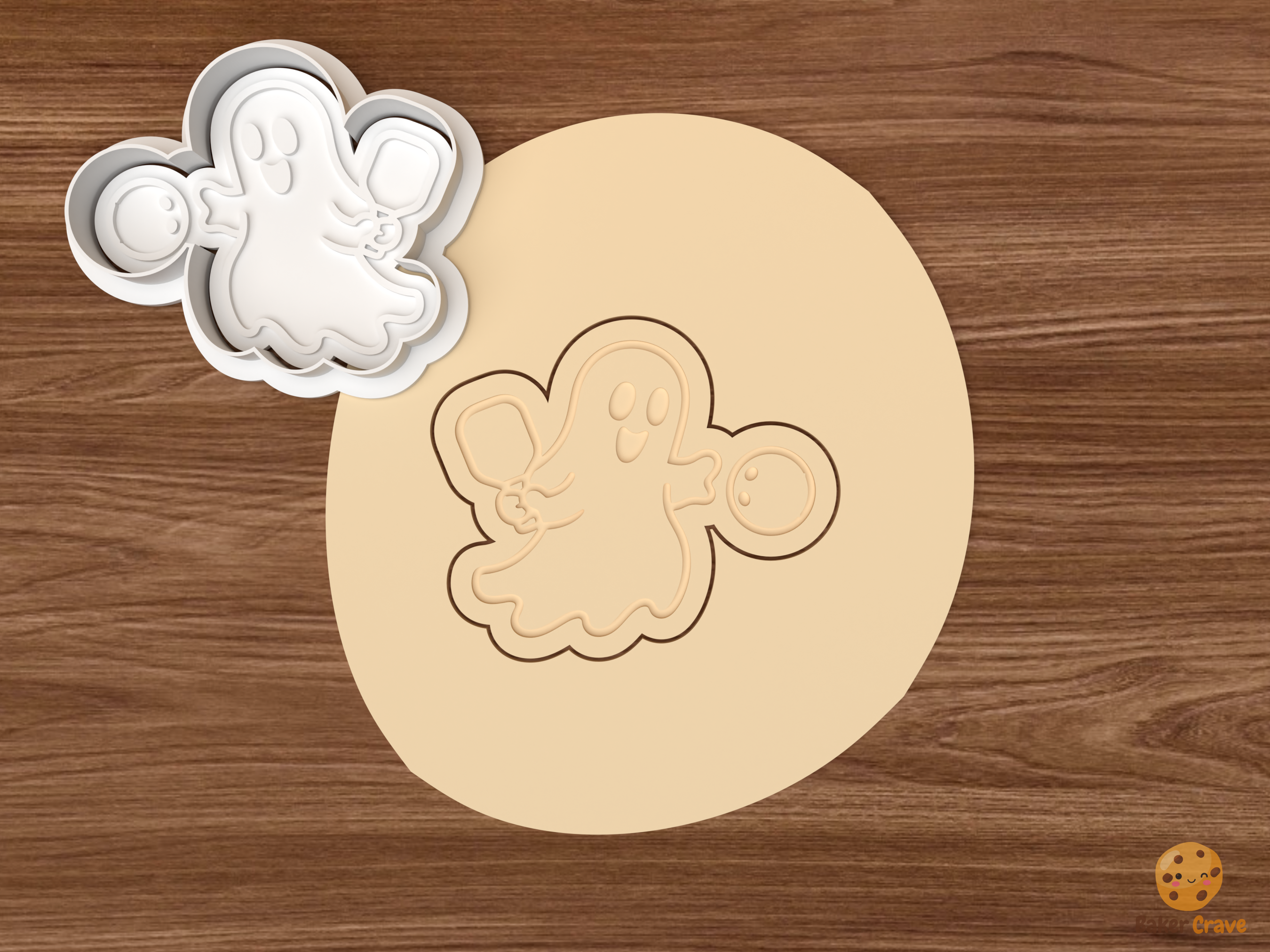 Halloween Pickleball Cookie Cutter Set STL File - dough ghost playing pickleball