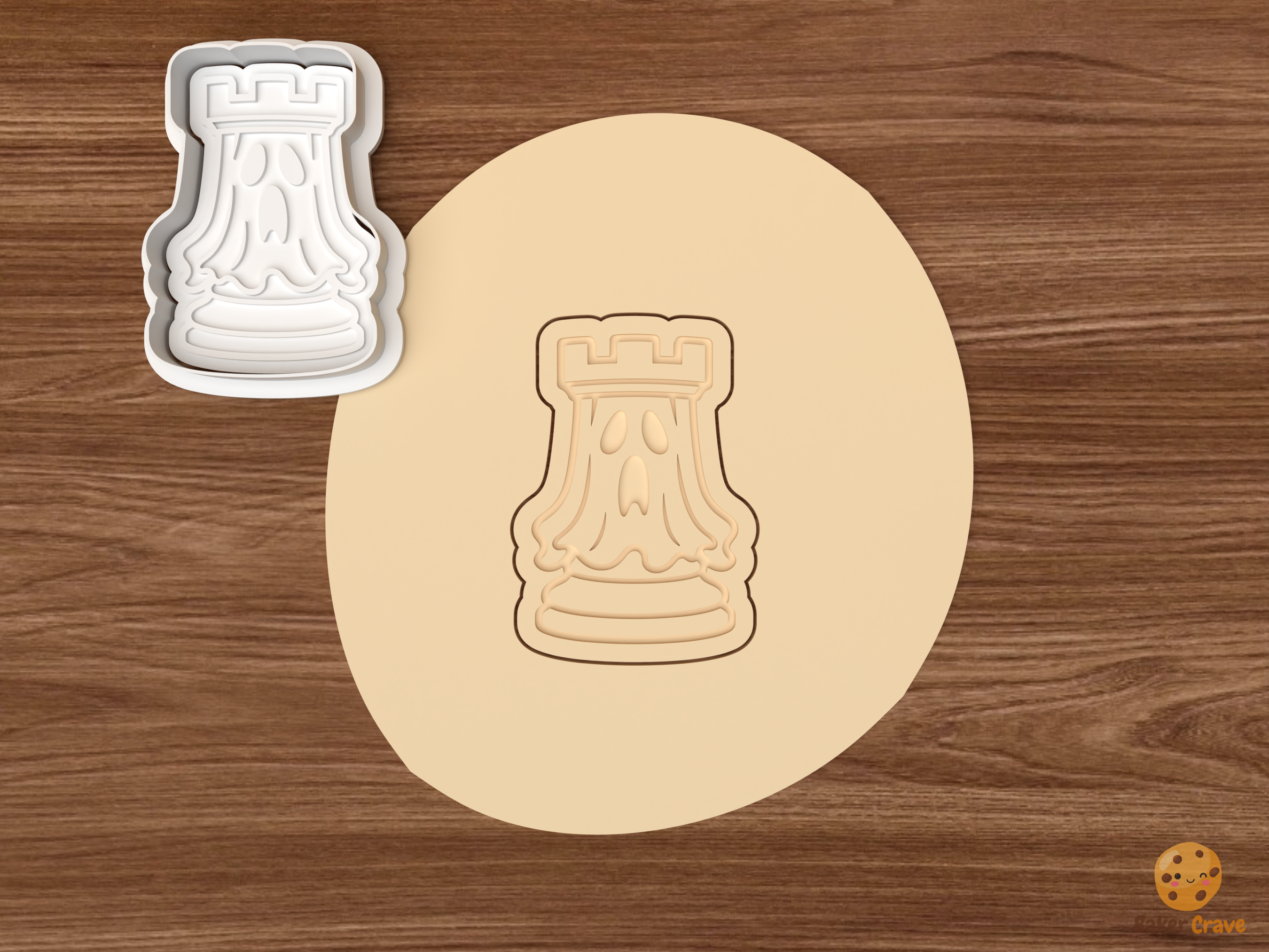 Halloween Chess Piece Cookie Cutter Set STL File - dough ghost rook chess piece