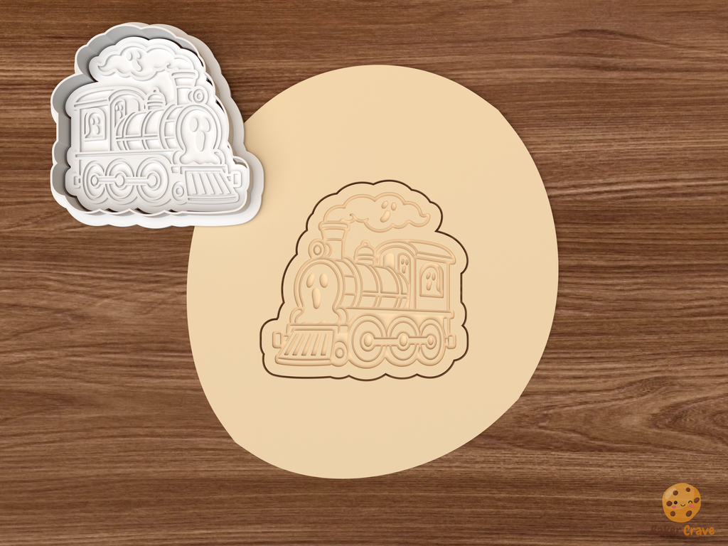 Halloween Ghost Train Cookie Cutter Set STL File - dough ghost steam locomotive