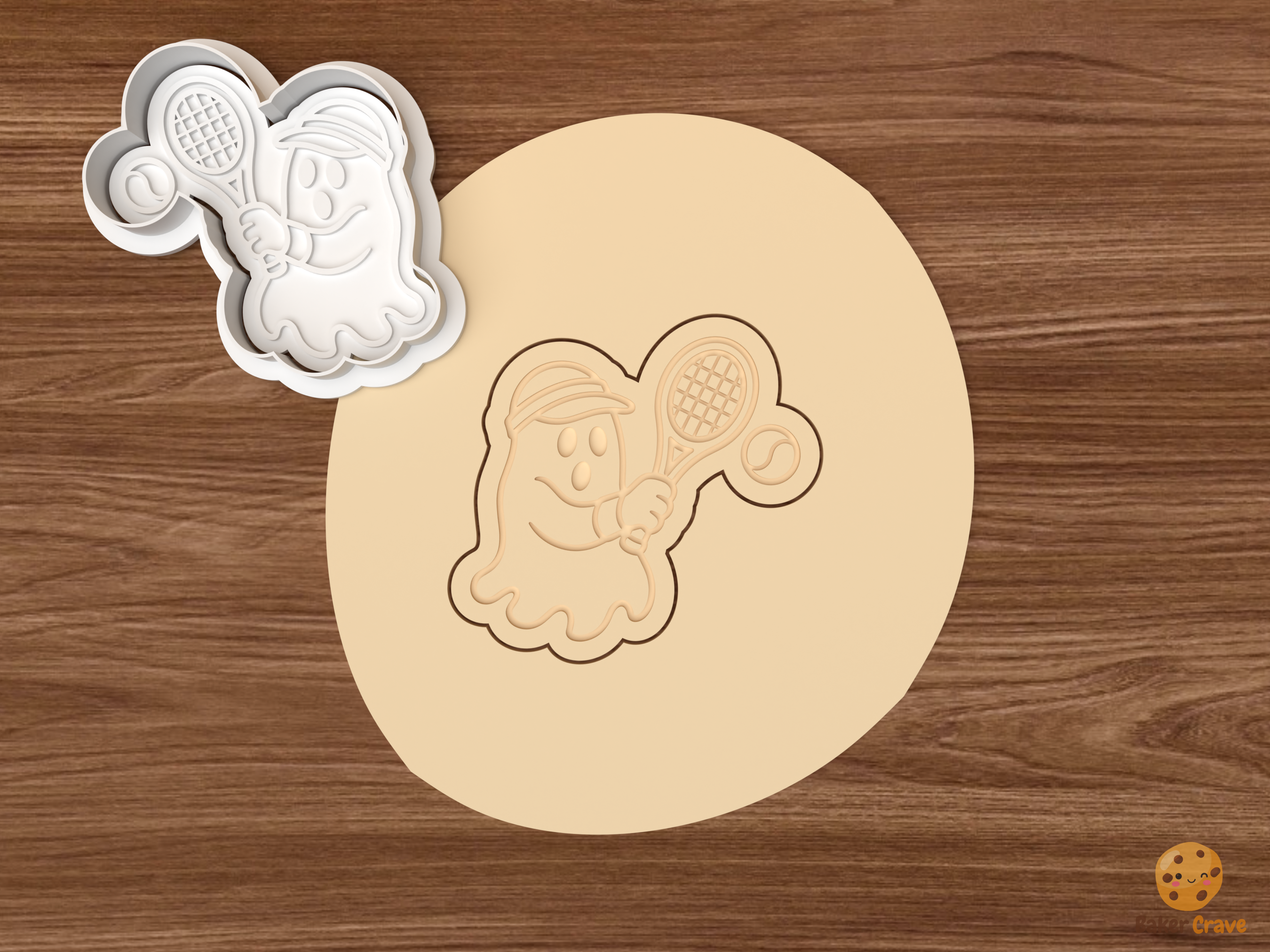 Halloween Tennis Cookie Cutter Set STL File - dough ghost tennis player