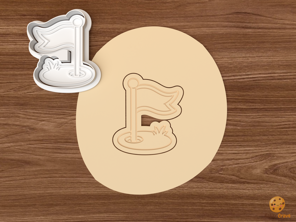 Golf First Birthday Cookie Cutter Set STL File - dough golf flag