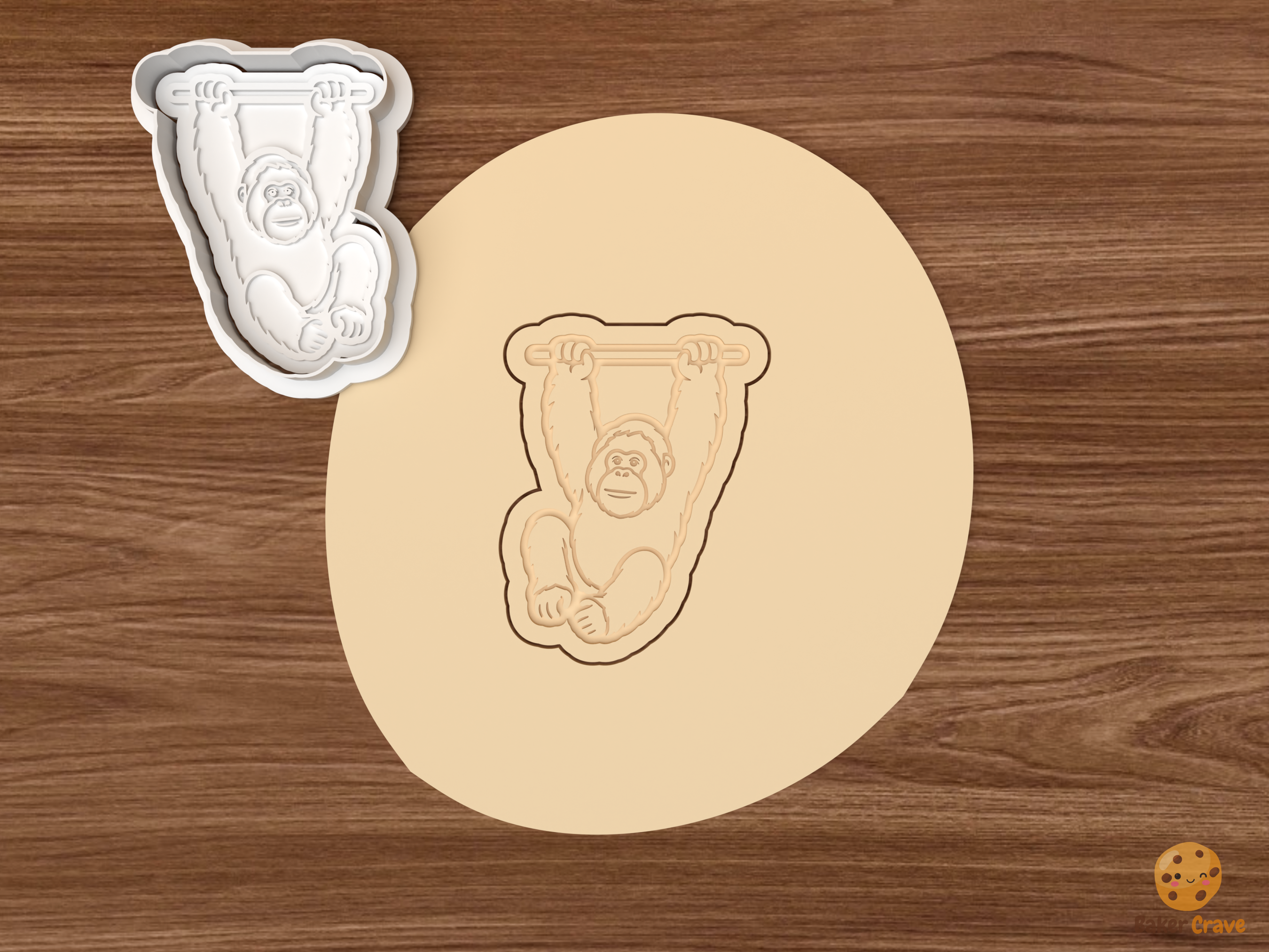 Orangutan Cookie Cutter Set STL File - dough hanging orangutan