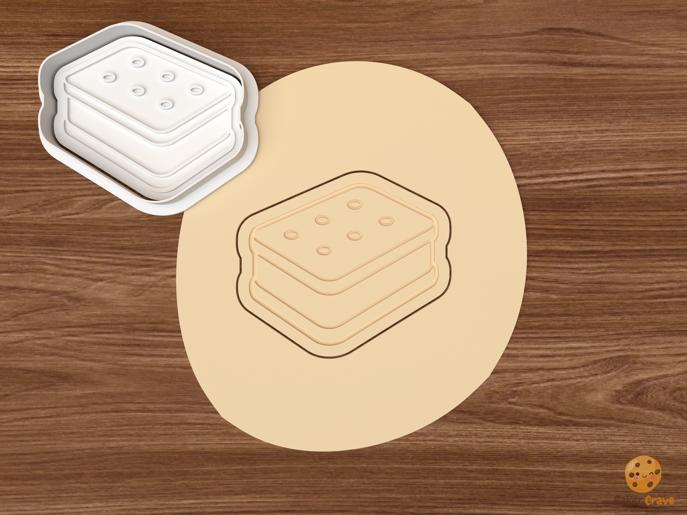 Ice Cream Social Cookie Cutter Set STL File - dough ice cream sandwich