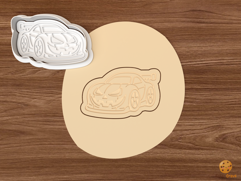 Halloween Motorsport Cookie Cutter Set STL File - dough jack o lantern race car
