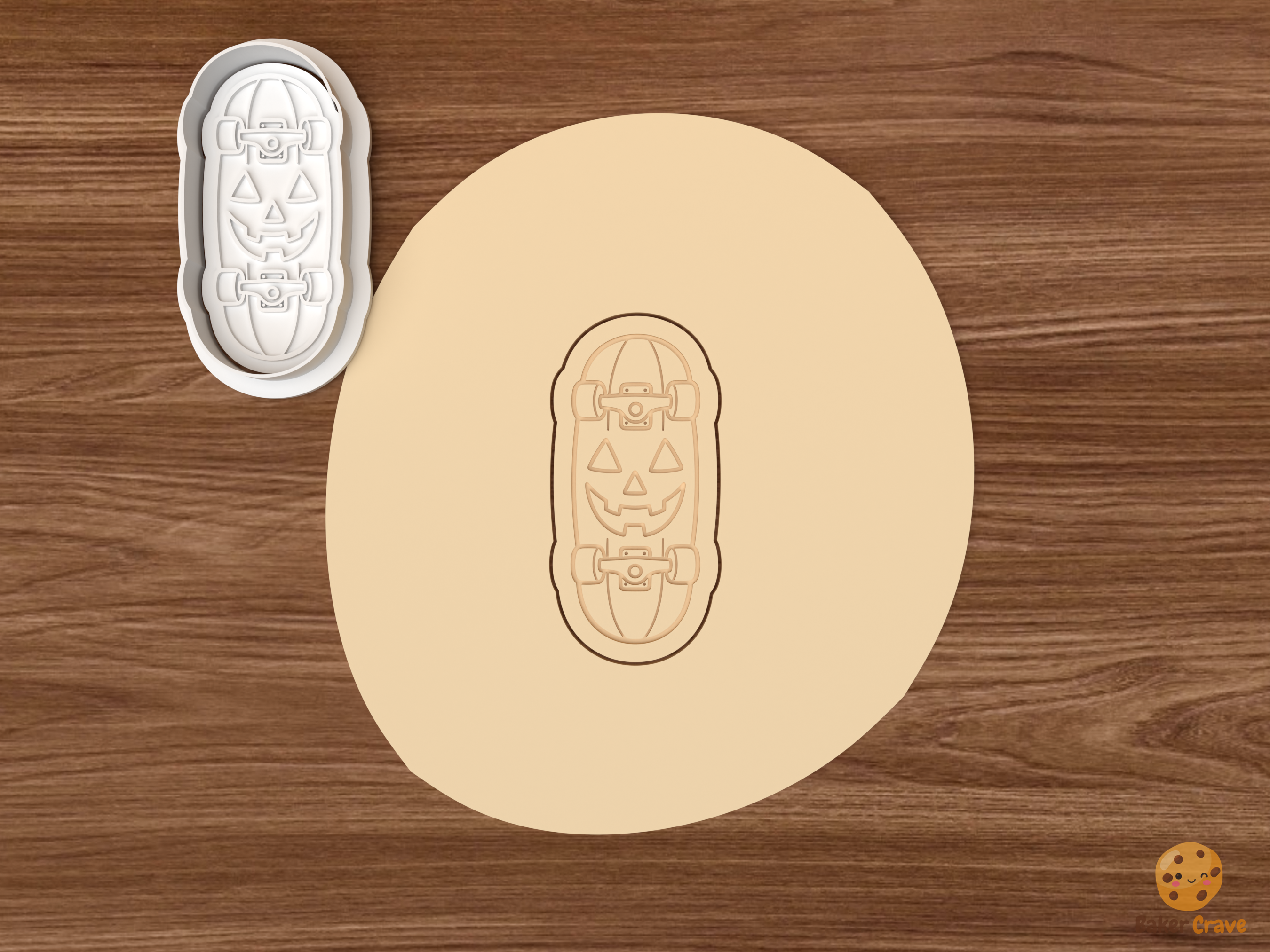 Halloween Skateboarding Cookie Cutter Set STL File - dough jack o lantern skateboard