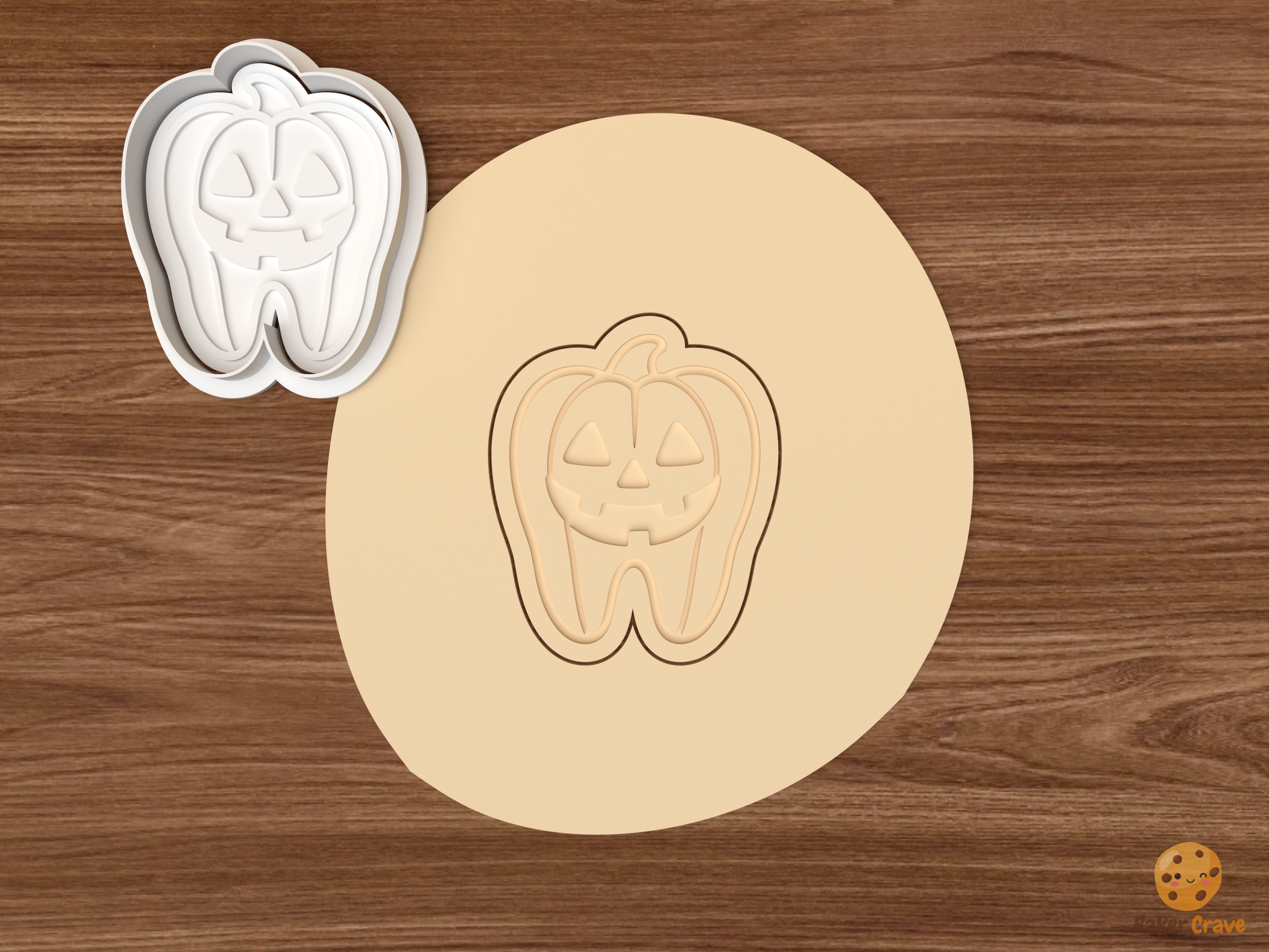 Halloween Tooth Cookie Cutter Set STL File - dough jack o lantern tooth