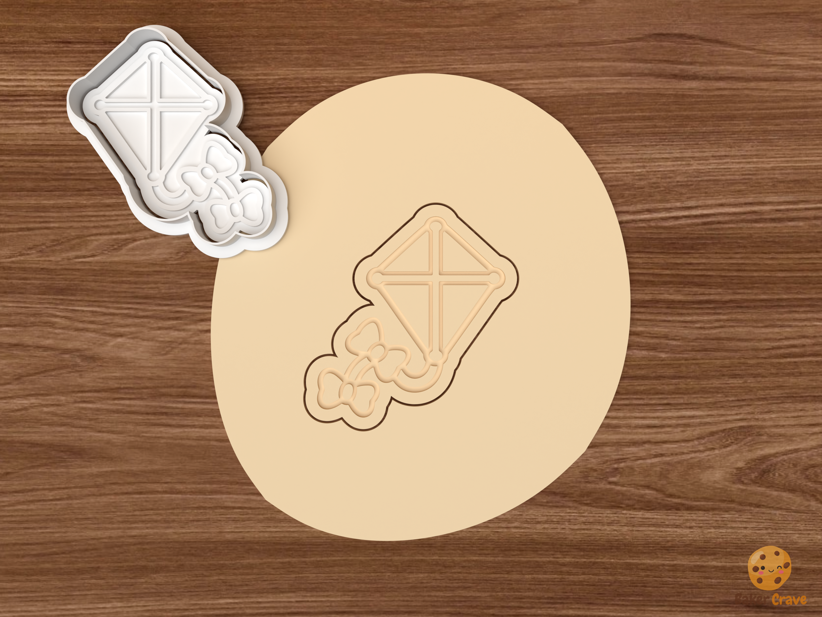Kids Art Day Cookie Cutter Set STL File - dough kite with bows