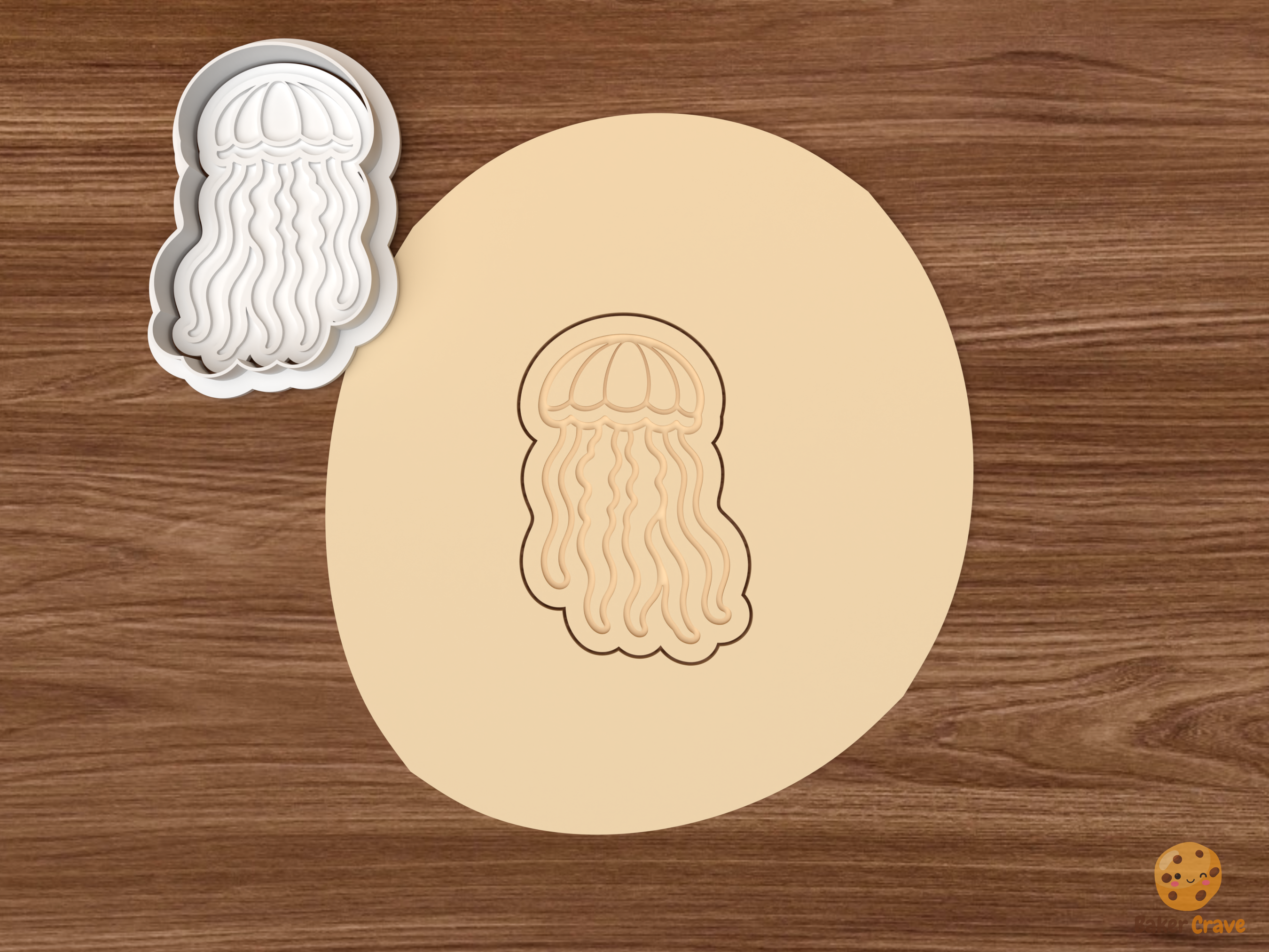Jellyfish Cookie Cutter Set STL File - dough long tentacle jellyfish