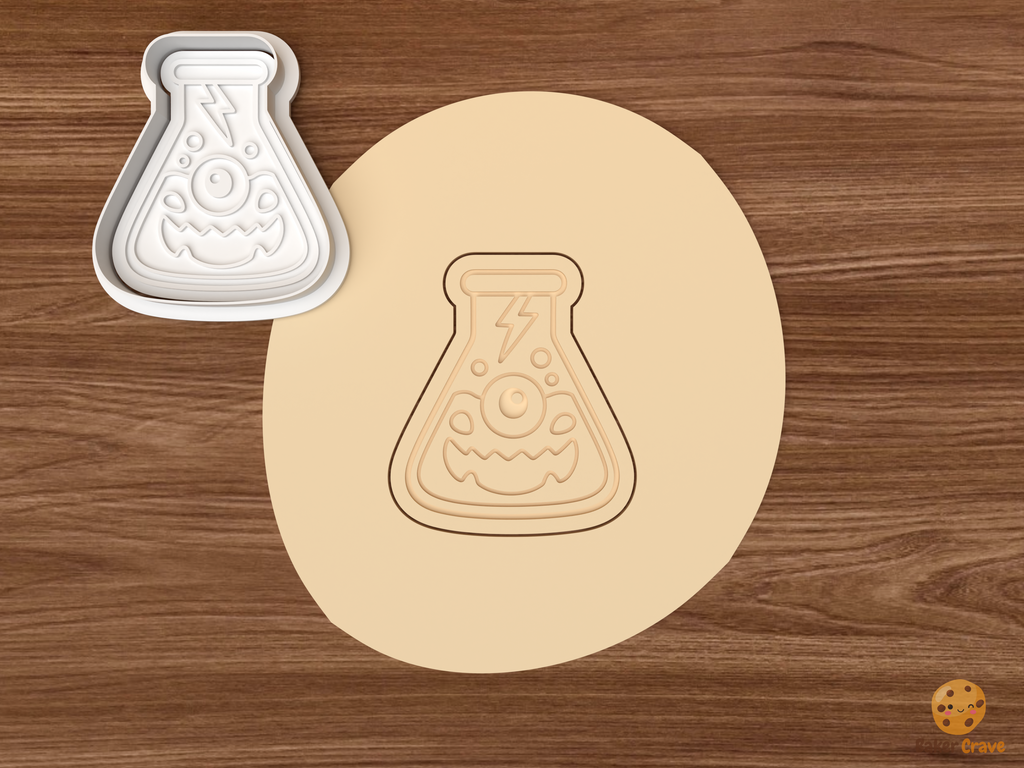 Halloween Mad Scientist Cookie Cutter Set STL File - dough monster laboratory flask
