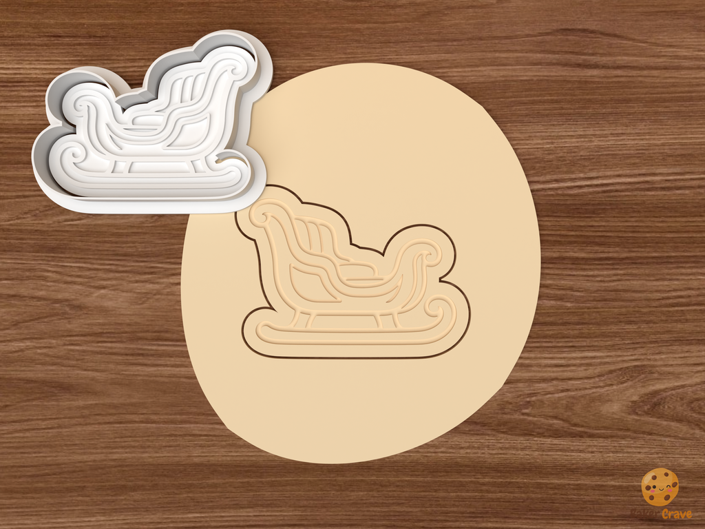Christmas Sleigh Collection Cookie Cutter Set STL File - dough ornate curled sleigh