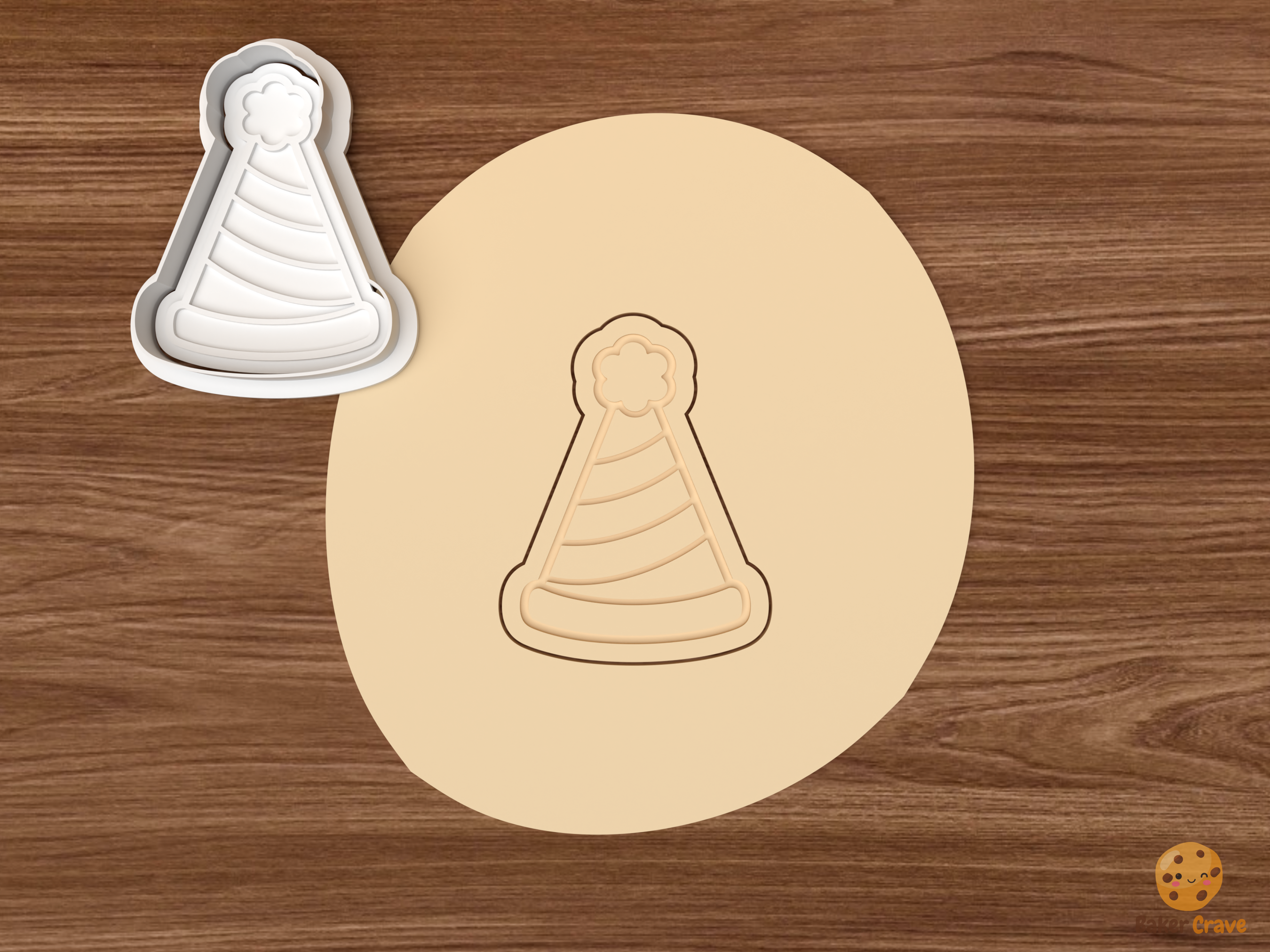 First Birthday Cookie Cutter Set STL File - dough party hat