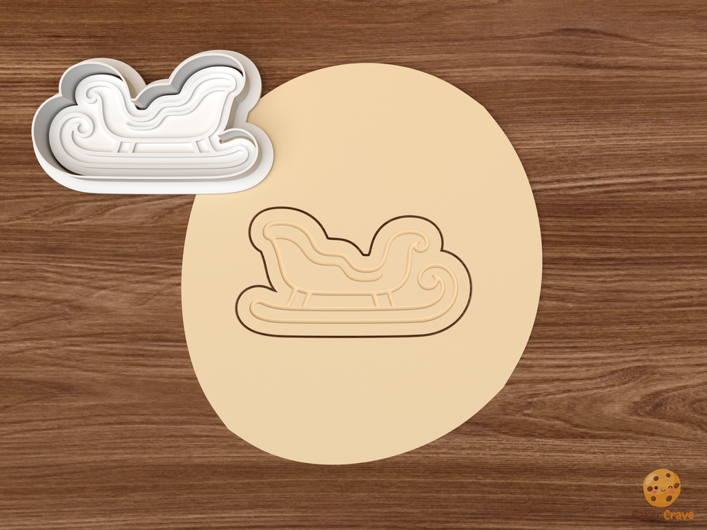 Christmas Sleigh Collection Cookie Cutter Set STL File - dough plain open sleigh