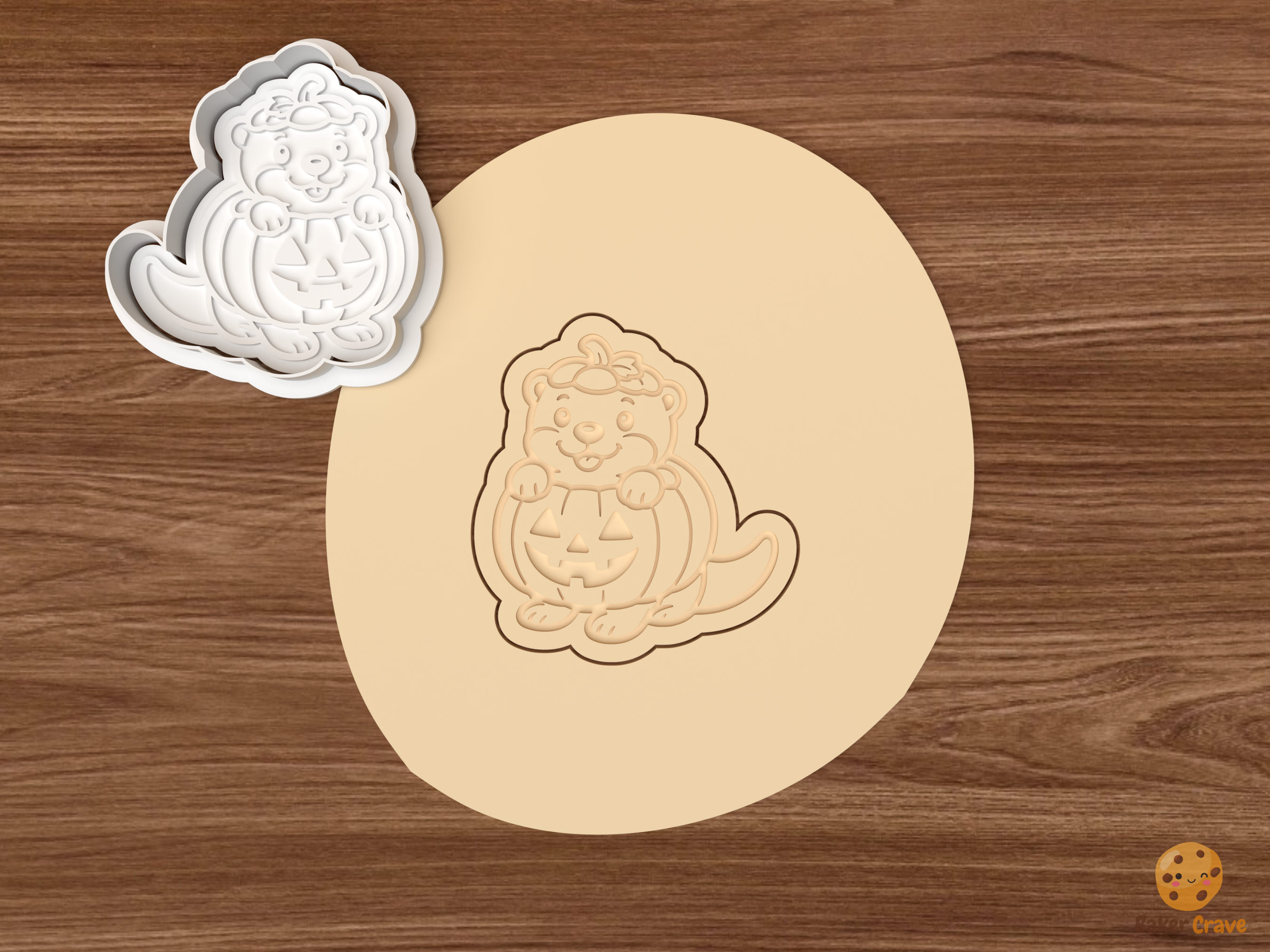 Halloween Otter Cookie Cutter Set STL File - dough pumpkin otter