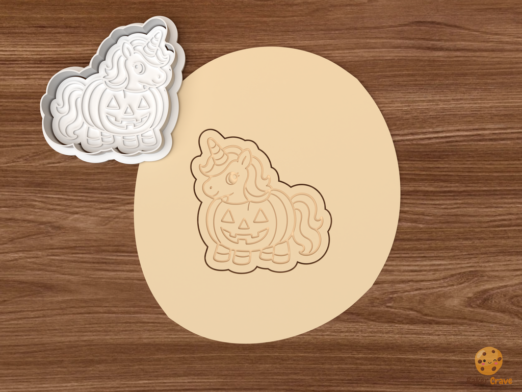 Halloween Unicorn Cookie Cutter Set STL File - dough pumpkin unicorn