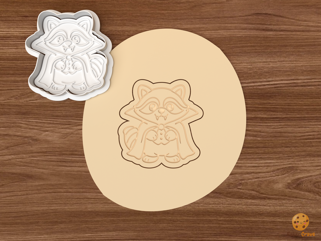 Halloween Raccoon Cookie Cutter Set STL File - dough raccoon vampire cape