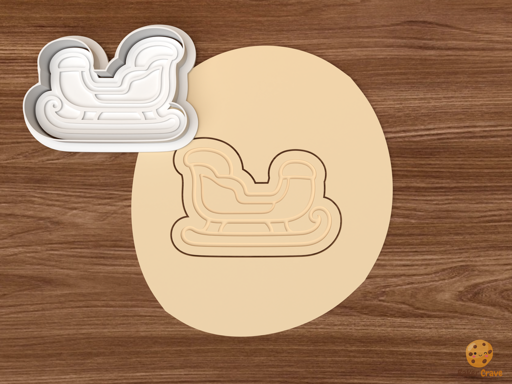 Christmas Sleigh Collection Cookie Cutter Set STL File - dough rounded classic sleigh
