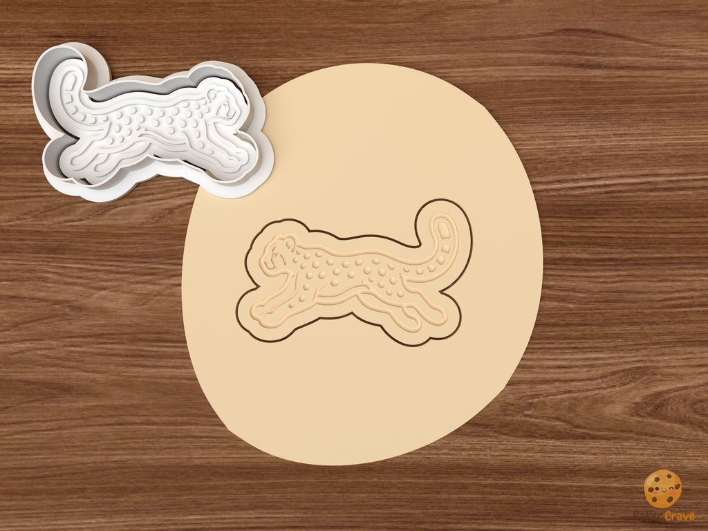 Cheetah Cookie Cutter Set STL File - dough running cheetah