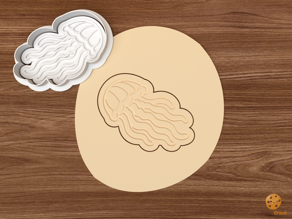 Jellyfish Cookie Cutter Set STL File - dough side swimming jellyfish