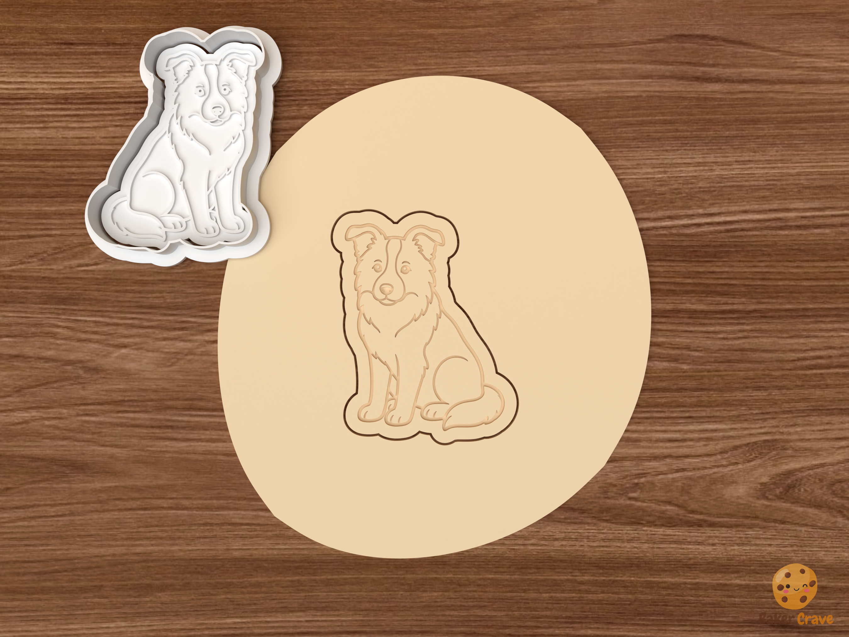 Border Collie Dog Cookie Cutter Set STL File - dough sitting border collie dog