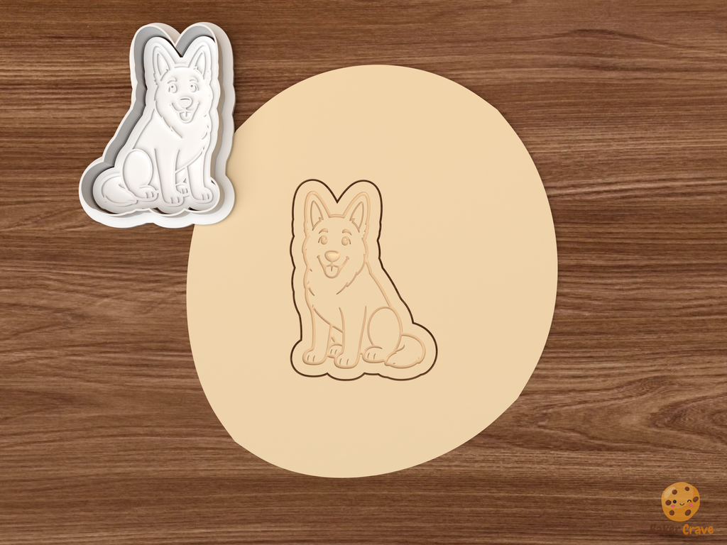 German Shepherd Dog Cookie Cutter Set STL File - dough sitting german shepherd dog