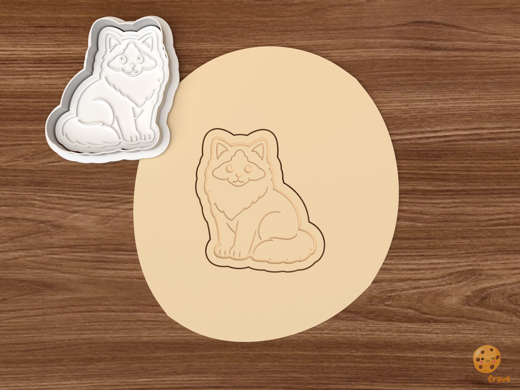 Ragdoll Cat Cookie Cutter Set STL File - dough sitting ragdoll cat