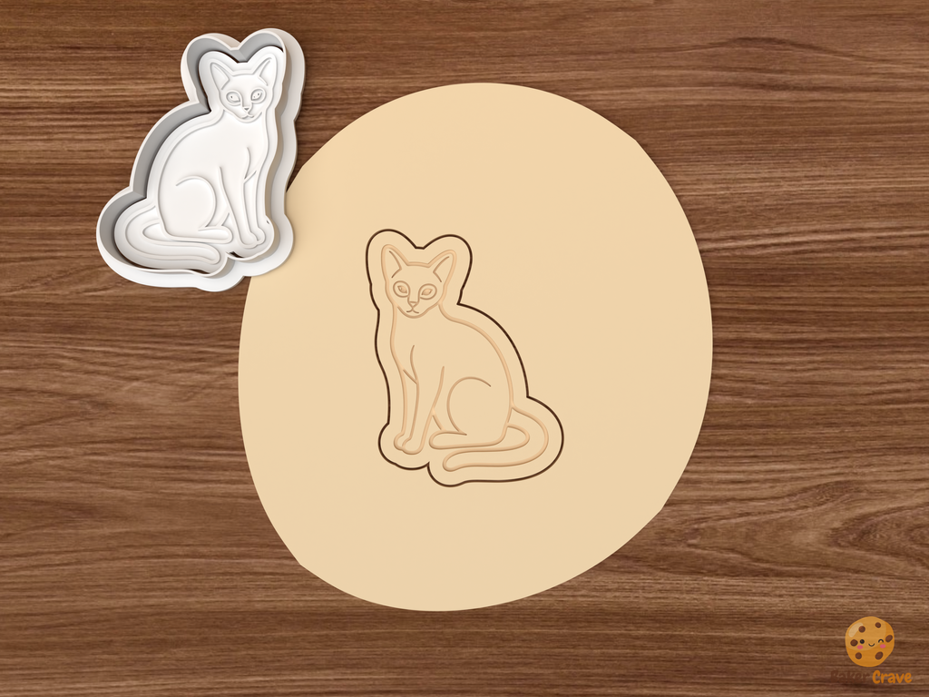 Siamese Cat Cookie Cutter Set STL File - dough sitting siamese cat