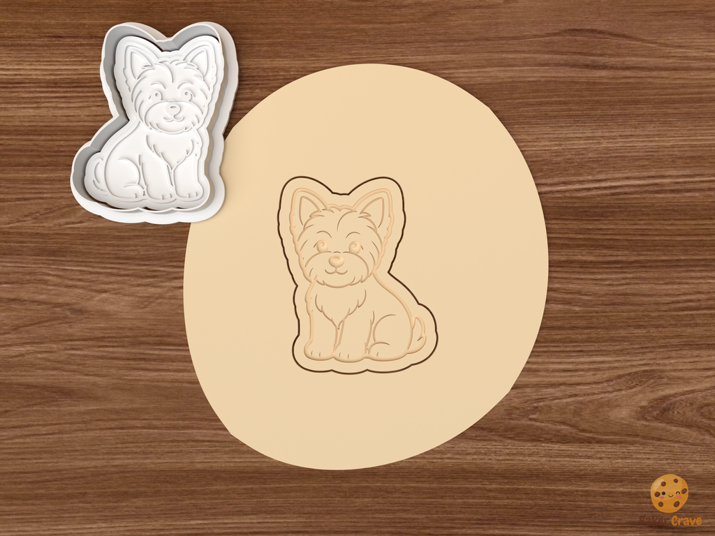 Yorkshire Terrier Dog Cookie Cutter Set STL File - dough sitting yorkshire terrier dog