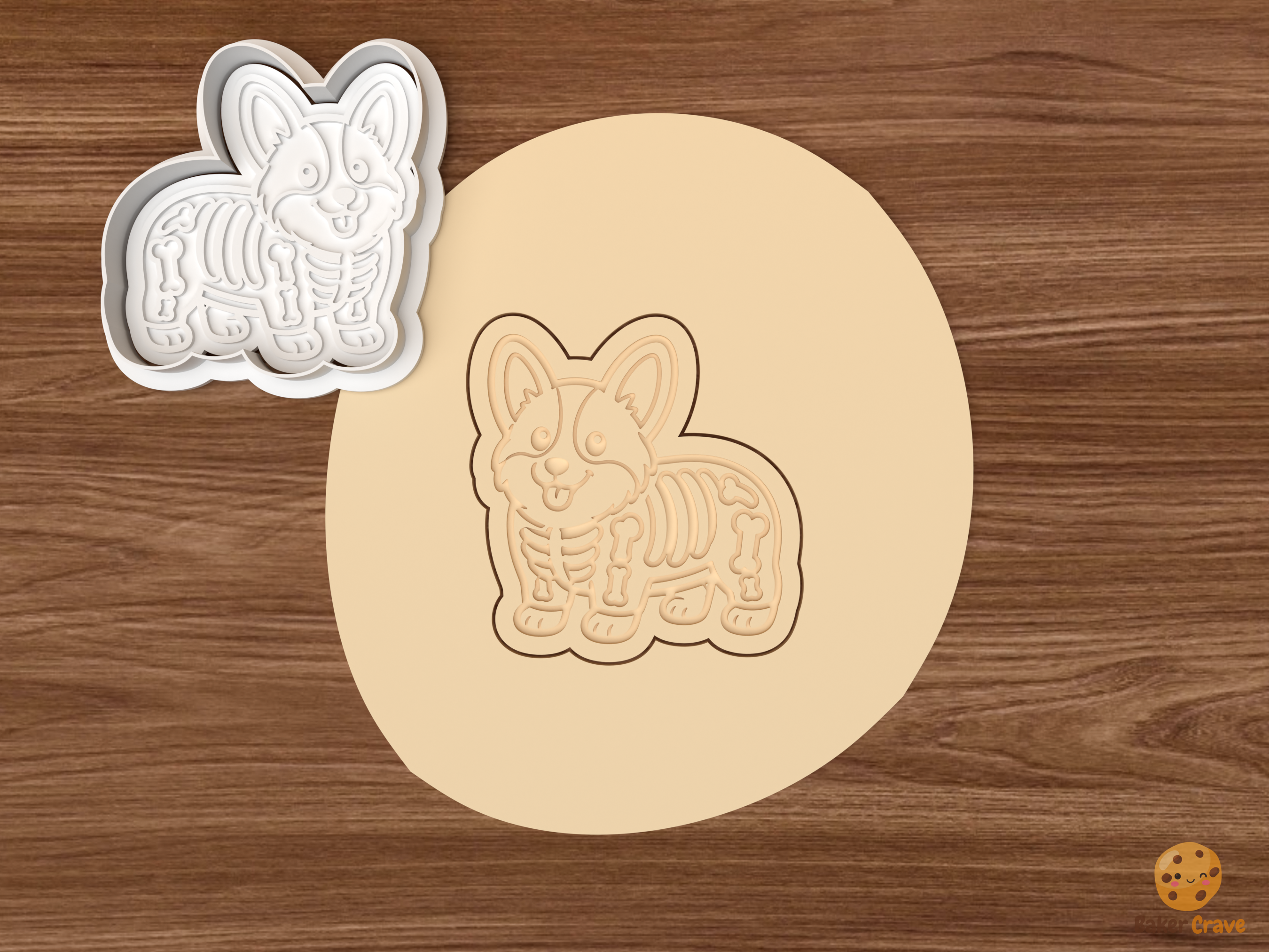 Halloween Corgi Dog Cookie Cutter Set STL File - dough skeleton corgi