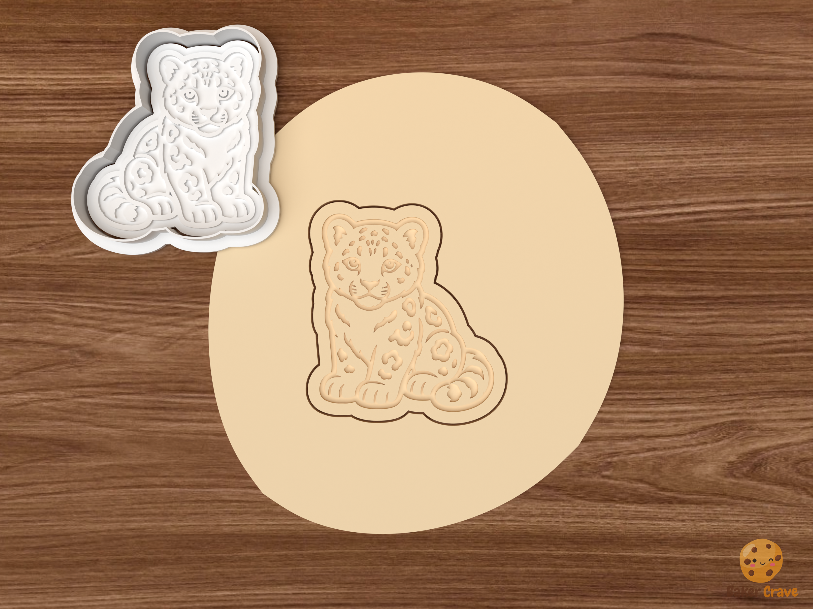 Snow Leopard Cookie Cutter Set STL File - dough snow leopard cub