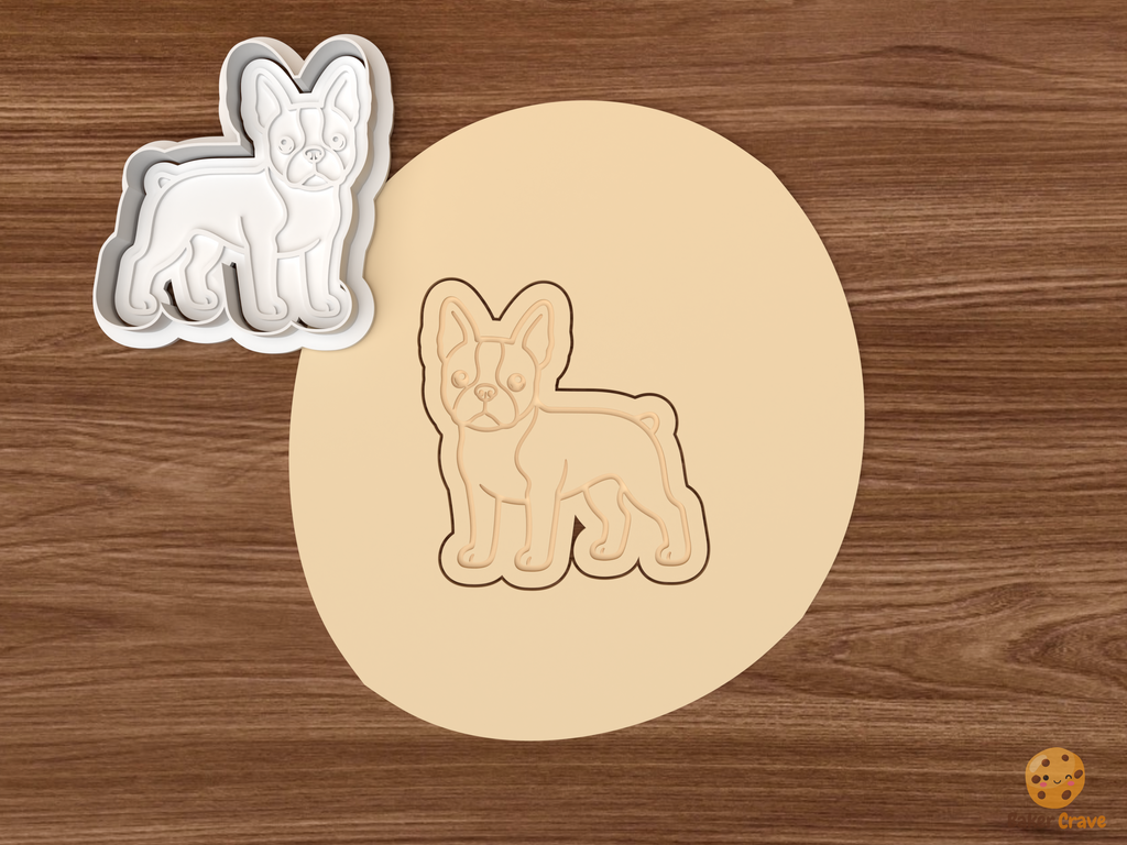 Boston Terrier Dog Cookie Cutter Set STL File - dough standing boston terrier dog