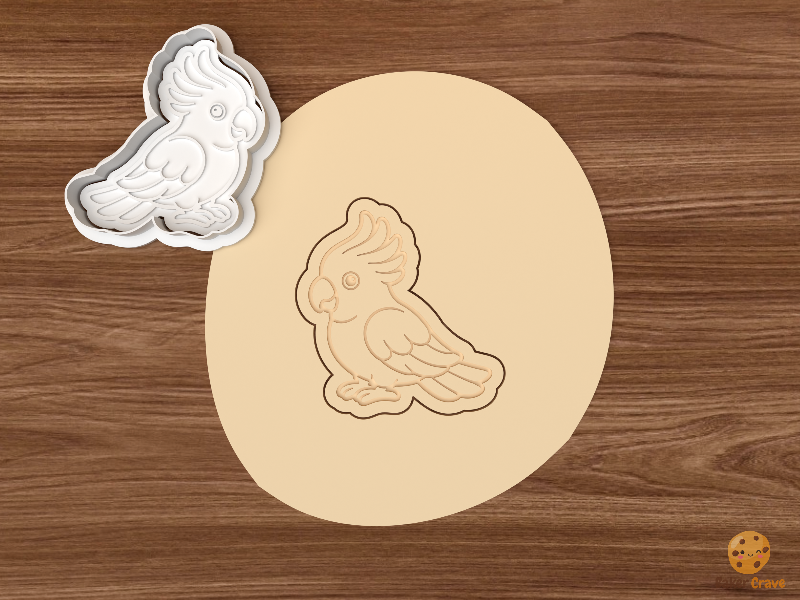 Pet Birds Cookie Cutter Set STL File - dough standing cockatiel