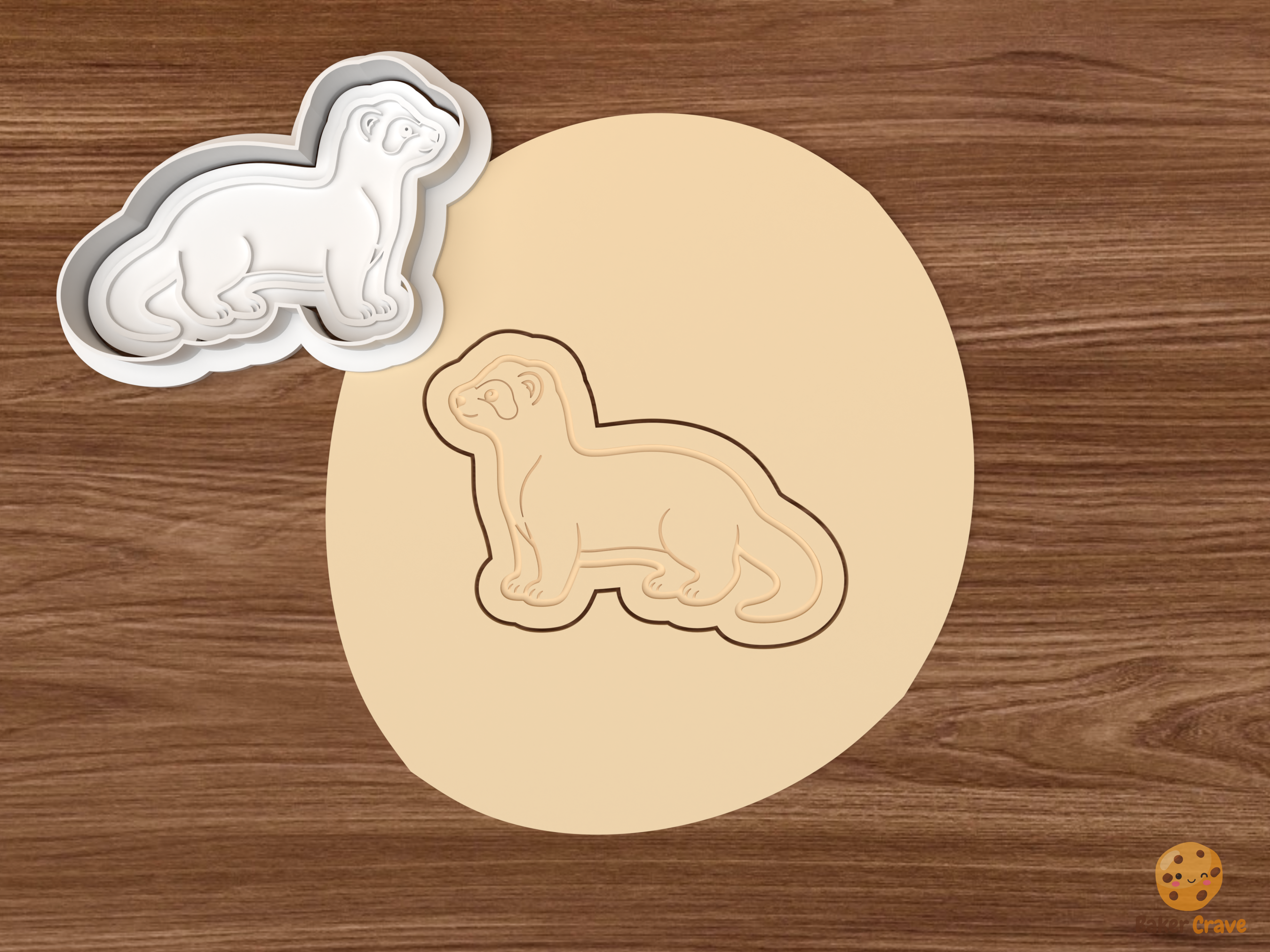Ferret Cookie Cutter Set STL File - dough standing ferret