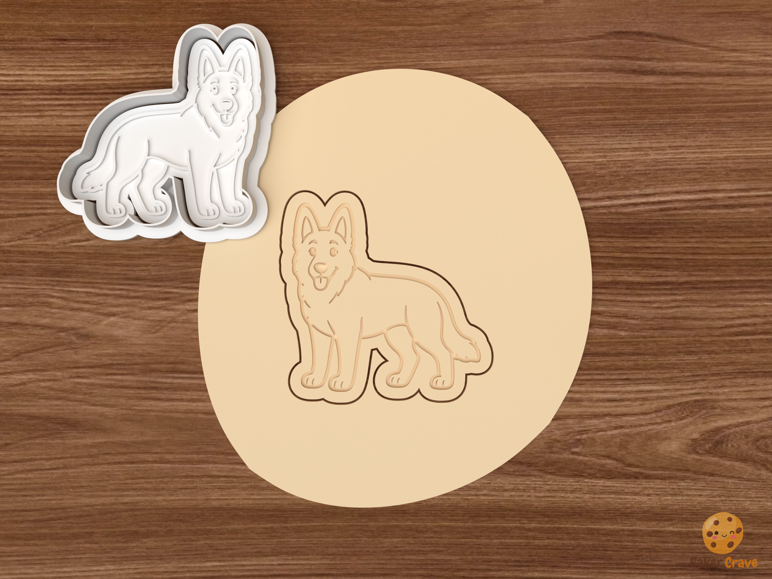 German Shepherd Dog Cookie Cutter Set STL File - dough standing german shepherd dog