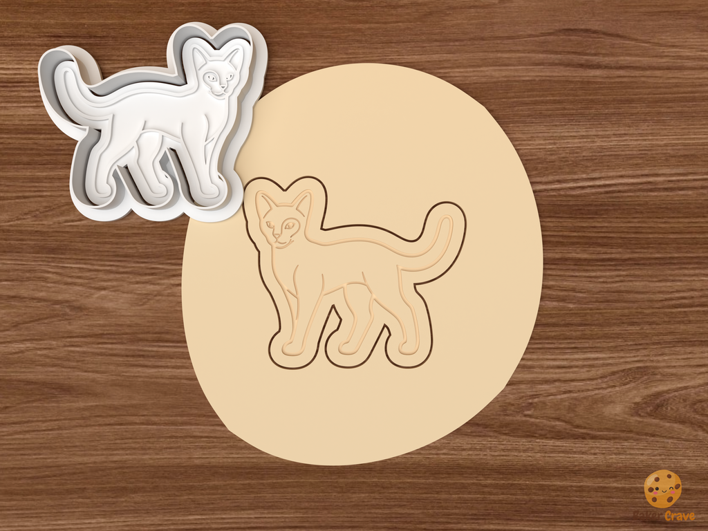 Siamese Cat Cookie Cutter Set STL File - dough standing siamese cat