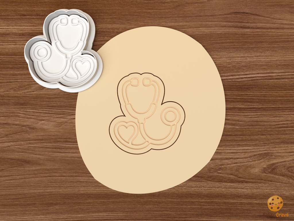 Veterinary Pet Care Cookie Cutter Set STL File - dough stethoscope with heart