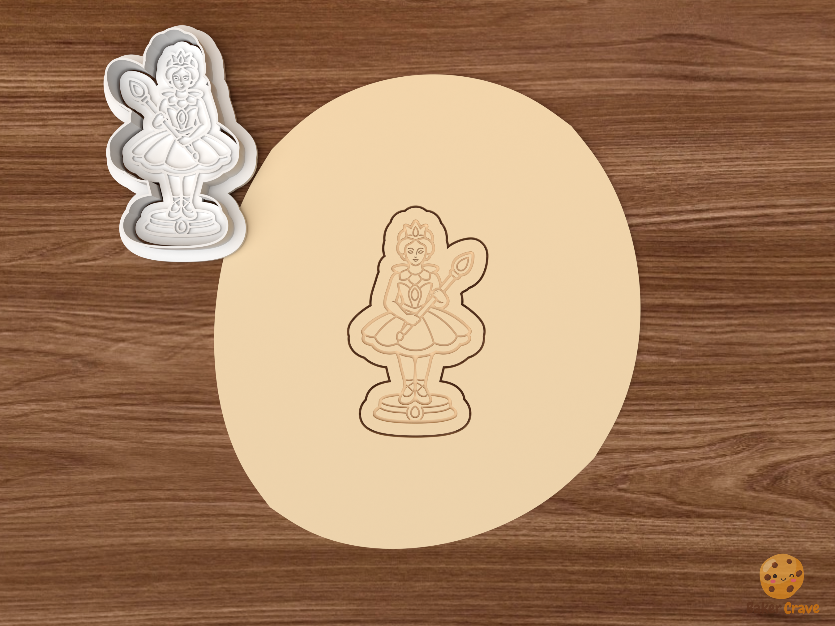 Sugar Plum Fairy Christmas Cookie Cutter Set STL File - dough sugar plum fairy with wand