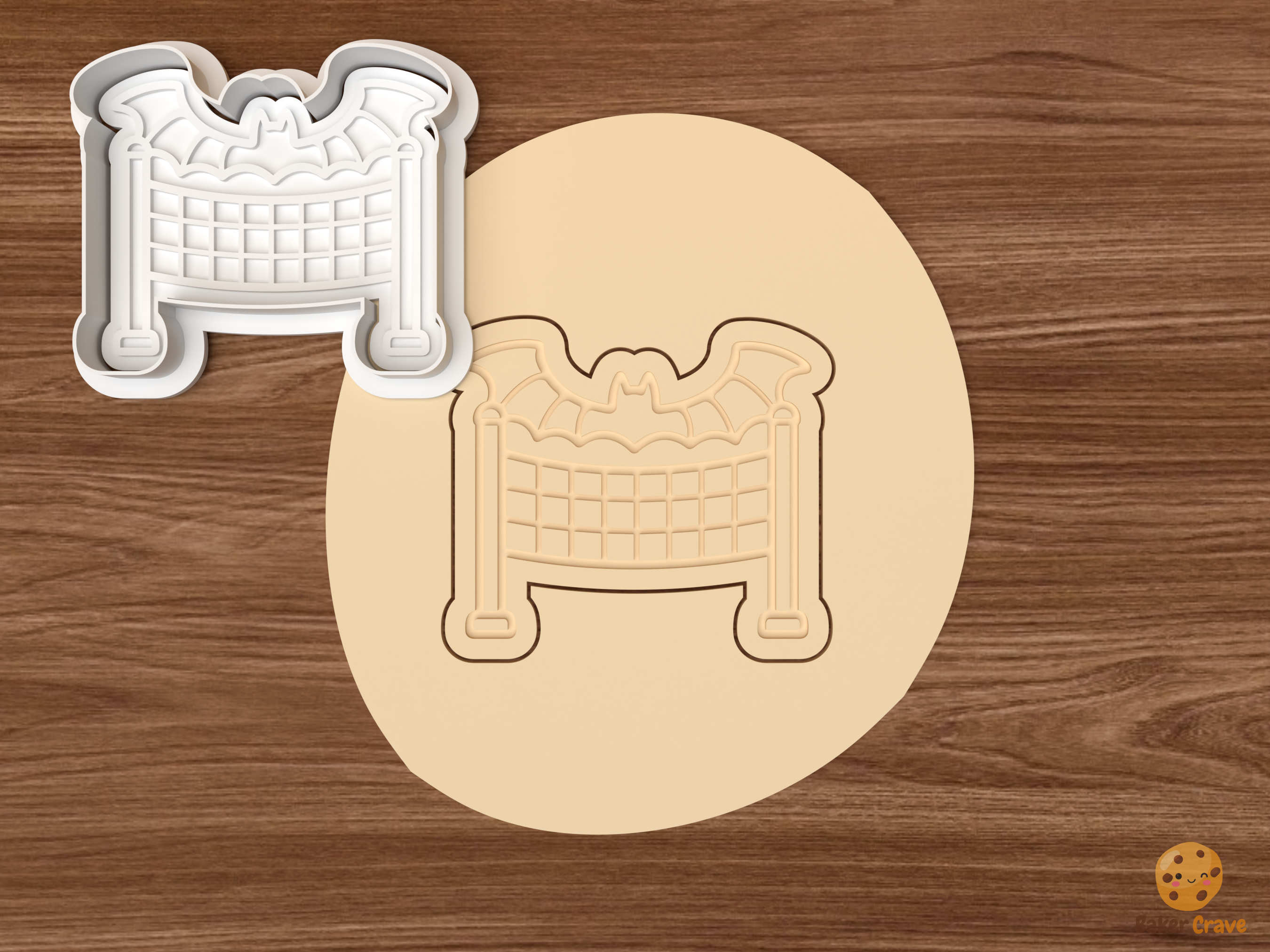 Halloween Volleyball Cookie Cutter Set STL File - dough volleyball net with bat