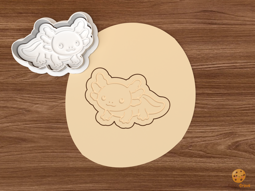 Axolotl Cookie Cutter Set STL File - dough walking axolotl