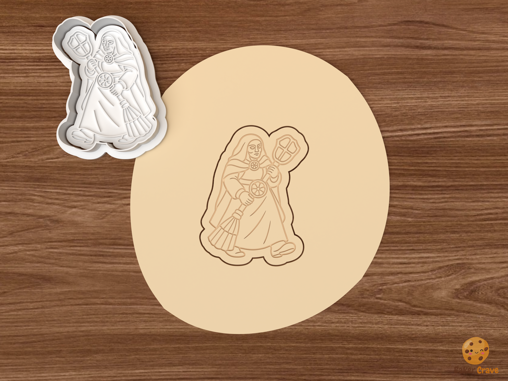 Frau Perchta Christmas Cookie Cutter Set STL File - dough walking frau perchta with broom