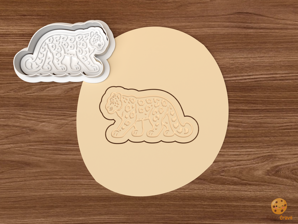 Snow Leopard Cookie Cutter Set STL File - dough walking snow leopard