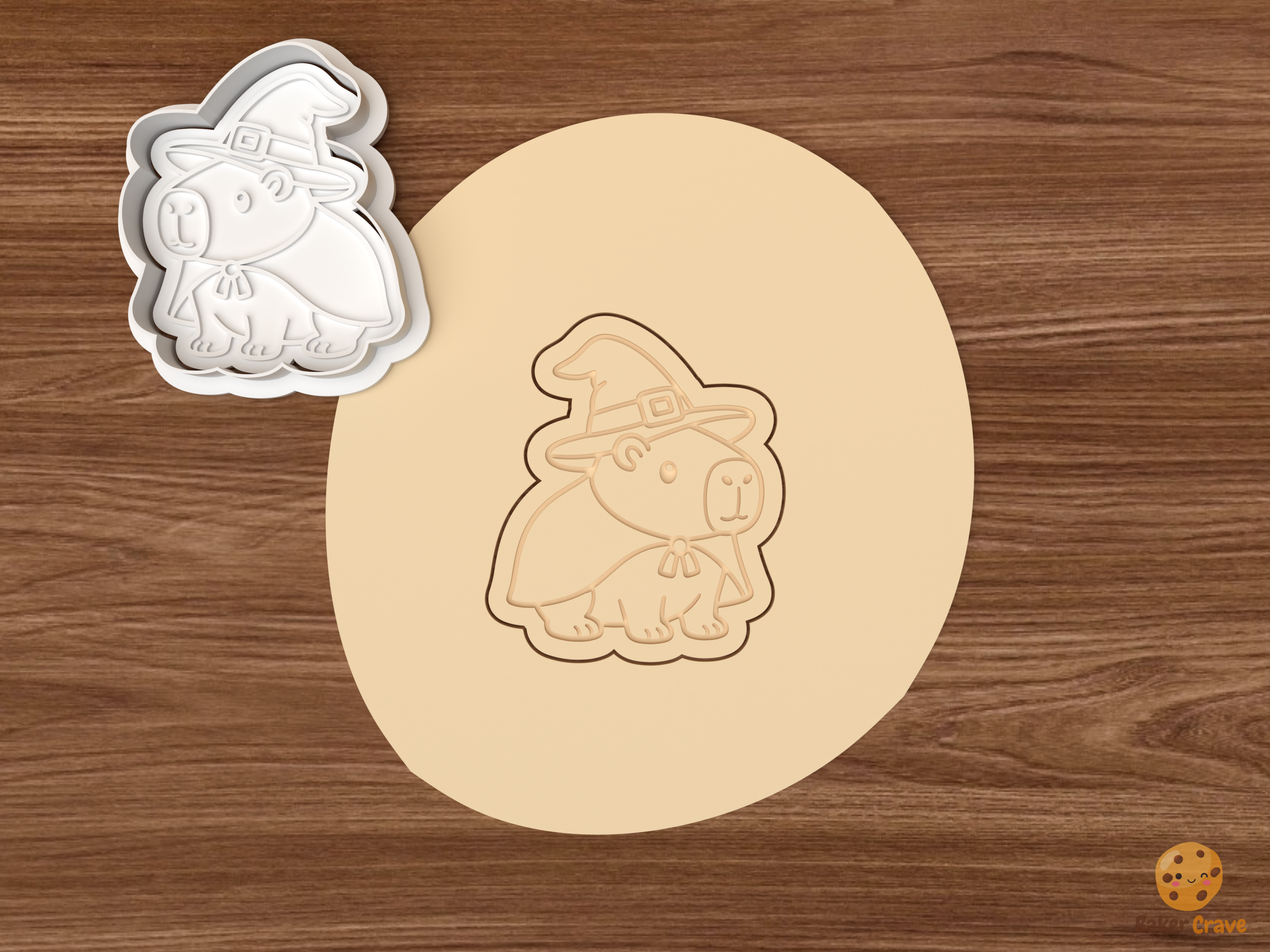 Halloween Capybara Cookie Cutter Set STL File - dough witch capybara