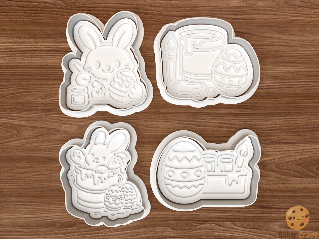 Easter Painting Cookie Cutter Set STL File - easter1