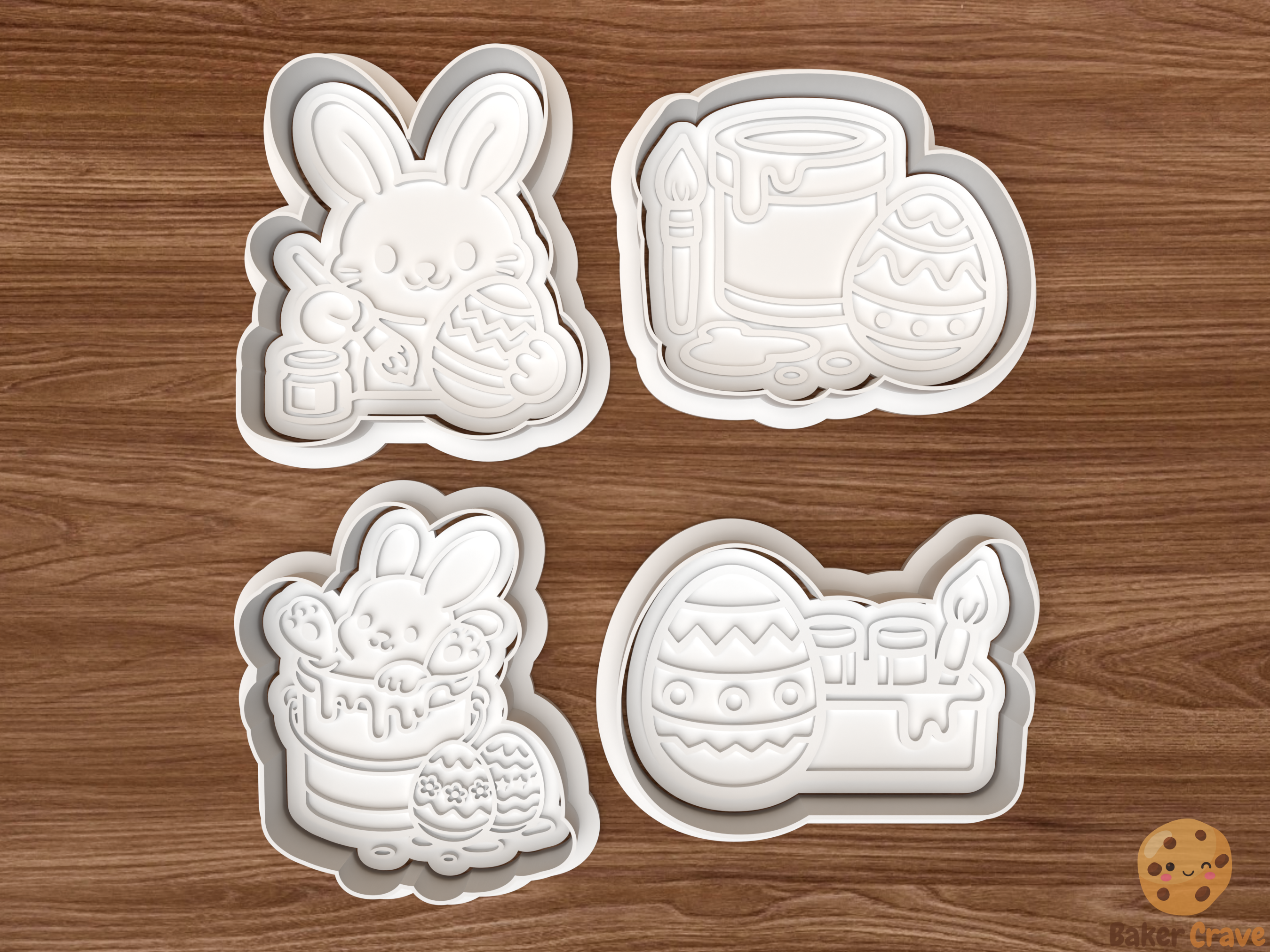 Easter Painting Cookie Cutter Set STL File - easter1