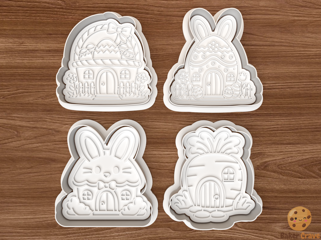 Easter Houses Cookie Cutter Set STL File - easter1