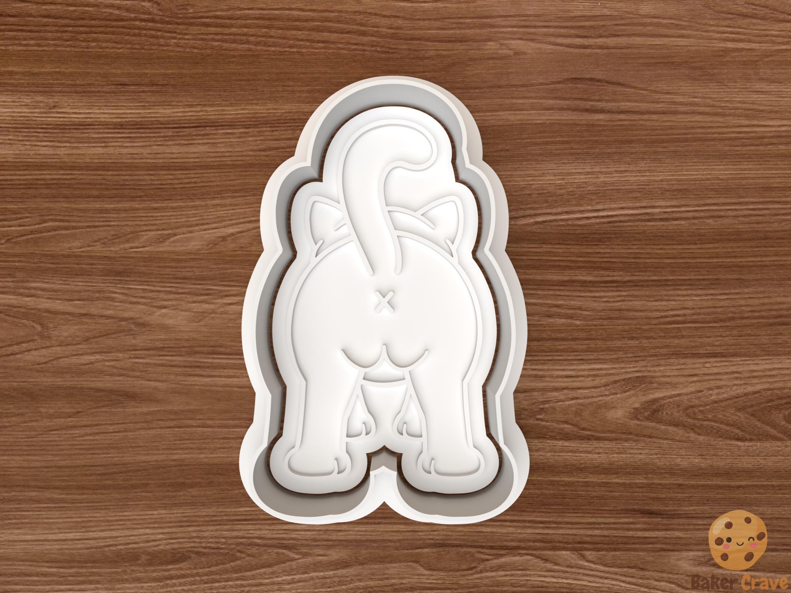 Funny Cat Butt Cookie Cutter STL File