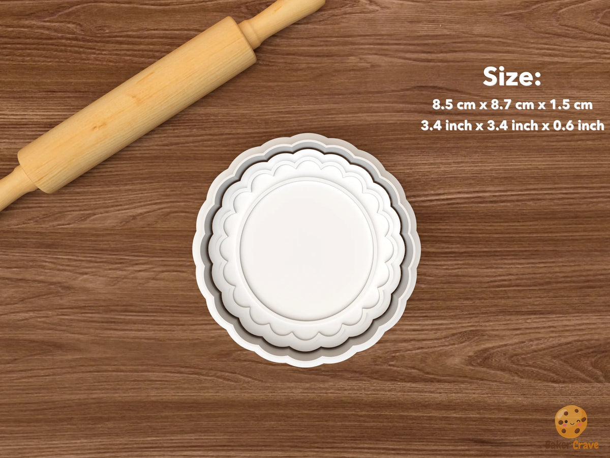 Elegant Frame Cookie Cutter Set STL File - single scallop circle